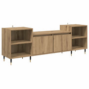 Mobile porta TV rettangolare moderno 160 x 35 x 55 cm con 4 ripiani e 2 ante in legno di rovere composito 02_0052782