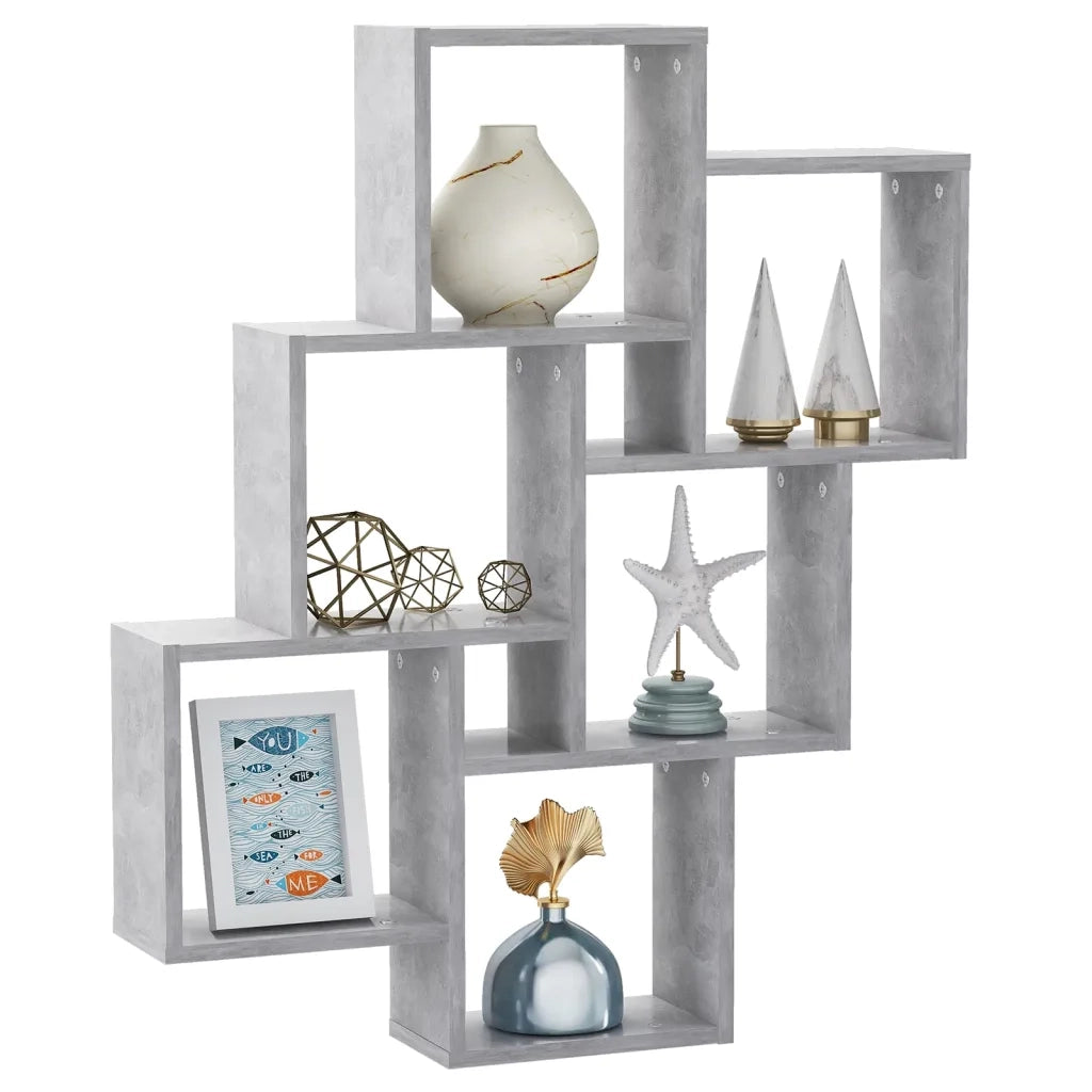 Mensola Parete Cubo Grigio Cemento 78x15x93cm Legno Multistrato 807173