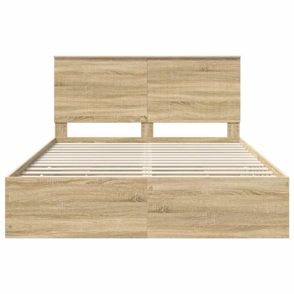 Letto matrimoniale | Letto per adulti | Struttura del letto con cassetto Rovere Sonoma 150 x 200 cm