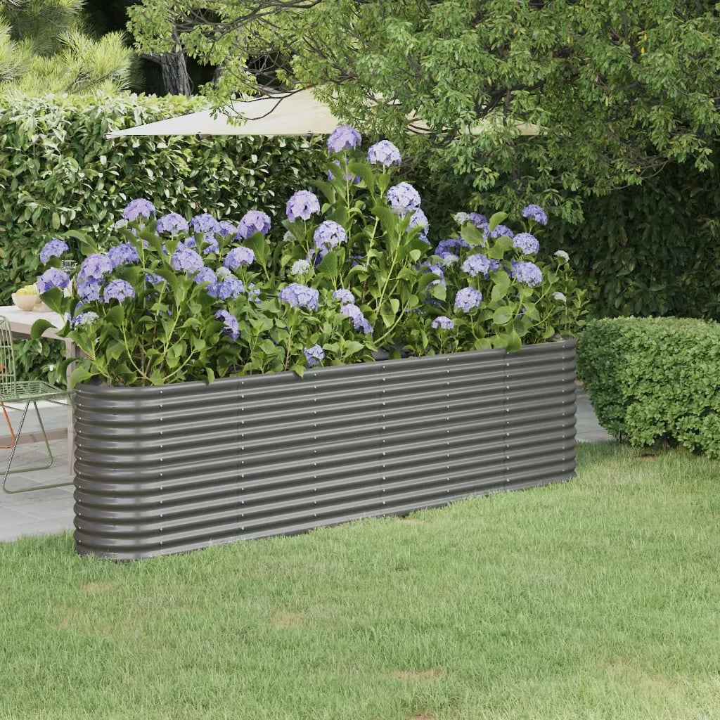 Fioriere | Cassetta per fiori | Letto Giardino Acciaio Zincato 260x40x68 cm Grigio