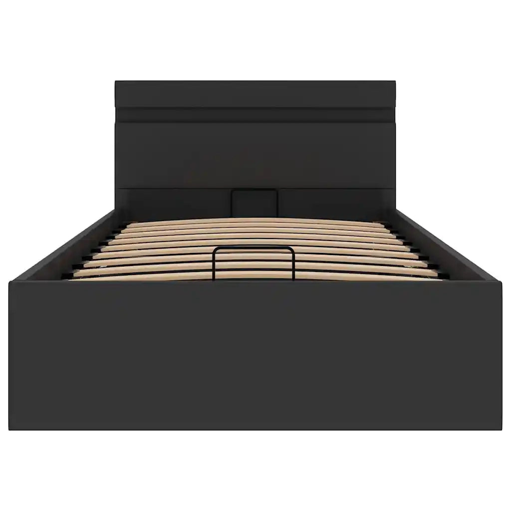 Giroletto Contenitore Idraulico LED Nero Similpelle 90x200 cm 285540