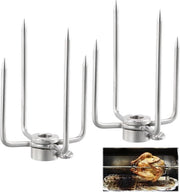Set di pinze in acciaio inossidabile per carne per spiedo rotativo - 2 pinze per carne - chiave a vite - copertura protettiva rossa - accessori per spiedini - diametro 12 mm