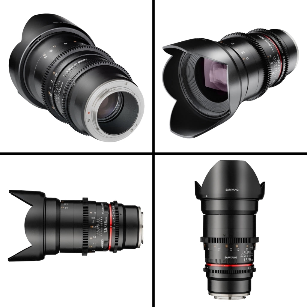 SAMYANG Obiettivo Video DSLR II Sony E 35 mm / T1.5 Messa a fuoco manuale Obiettivo video 0.8, grandangolo nero