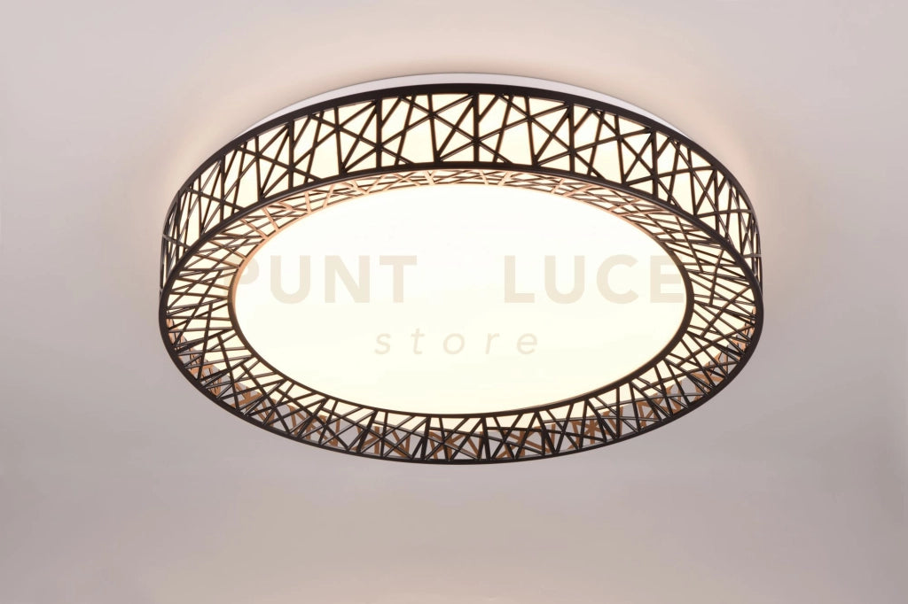 CLUSTER PLAFONIERA A LED 40W 4300lm, 2700 - 6500K BORDO LAVORATO NERO CON TELECOMANDO MULTIFUNZIONE D. 48CM DIMMERABILE