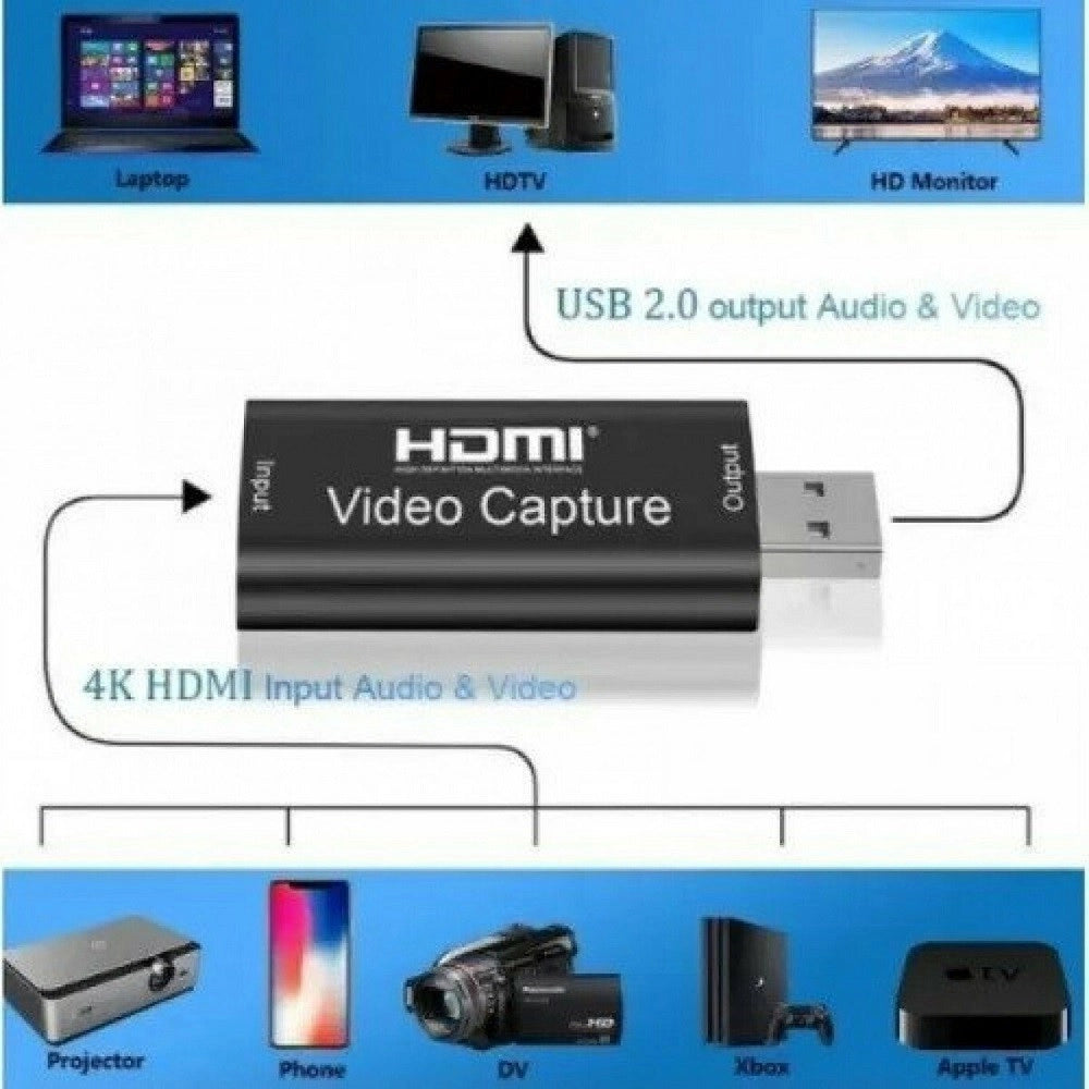 Trade Shop - Scheda Acquisizione Video Connessione Usb Hdmi Video Capture Hd Tv 4k Q-h165 Pc -