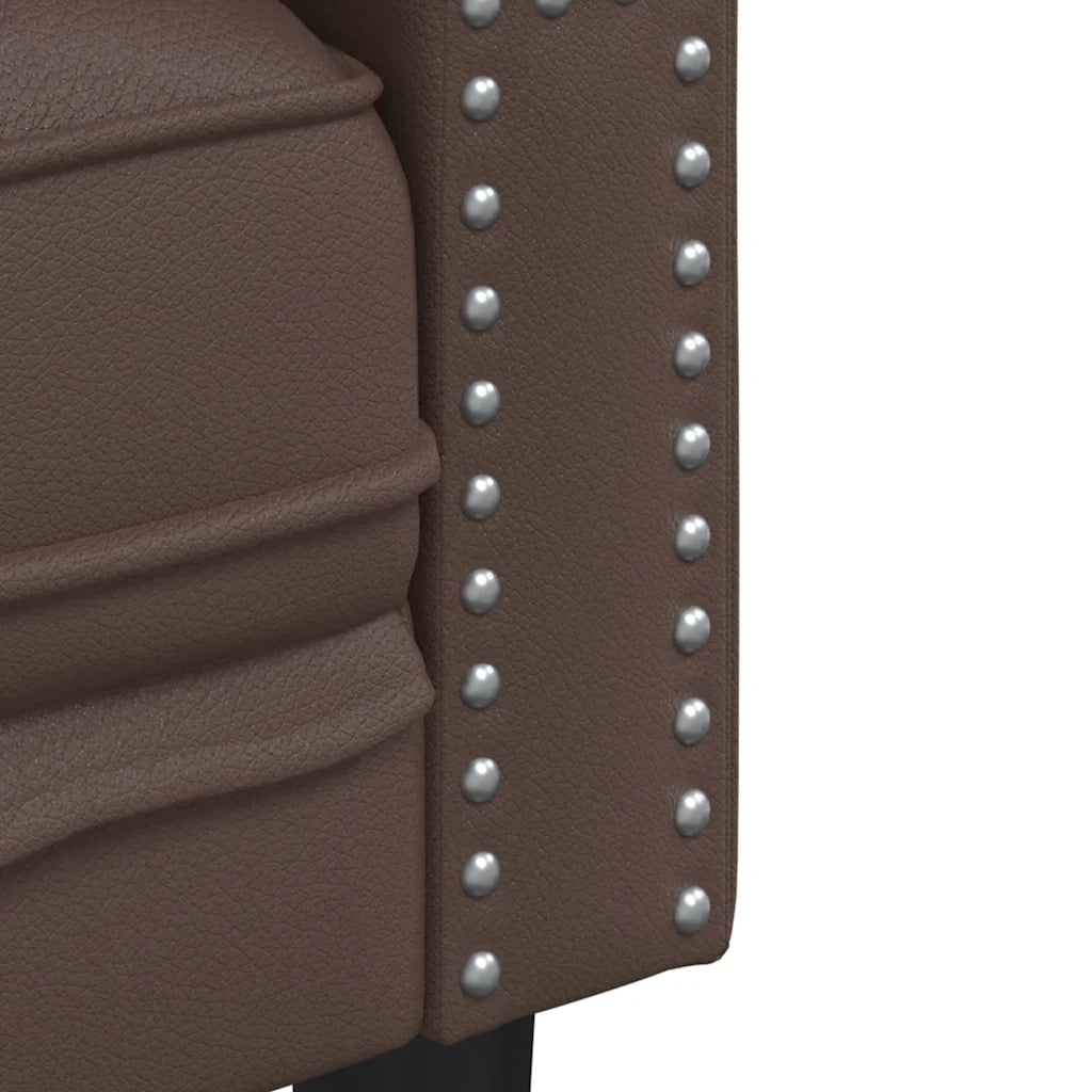 Divano Chesterfield a 3 Posti Marrone in Similpelle 372668