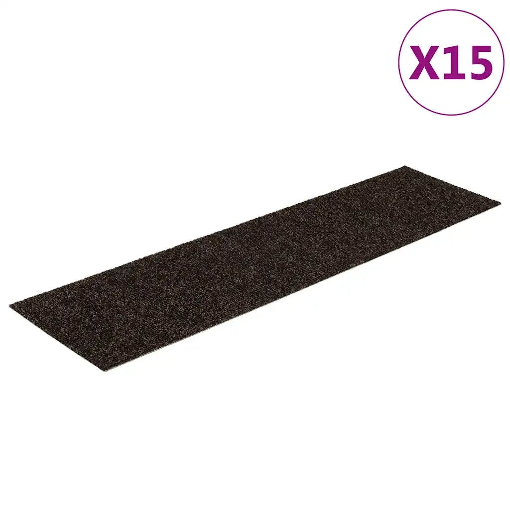 Tappetini per scale autoadesivi 15 pz 76x20 cm marrone scuro rettangolari 326931