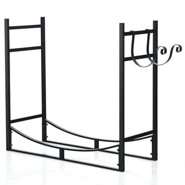 Portalegna interno con 2 ganci estraibili per legna da ardere 84 x 33 x 76 cm portata 50 kg telaio in ferro 20_0006380
