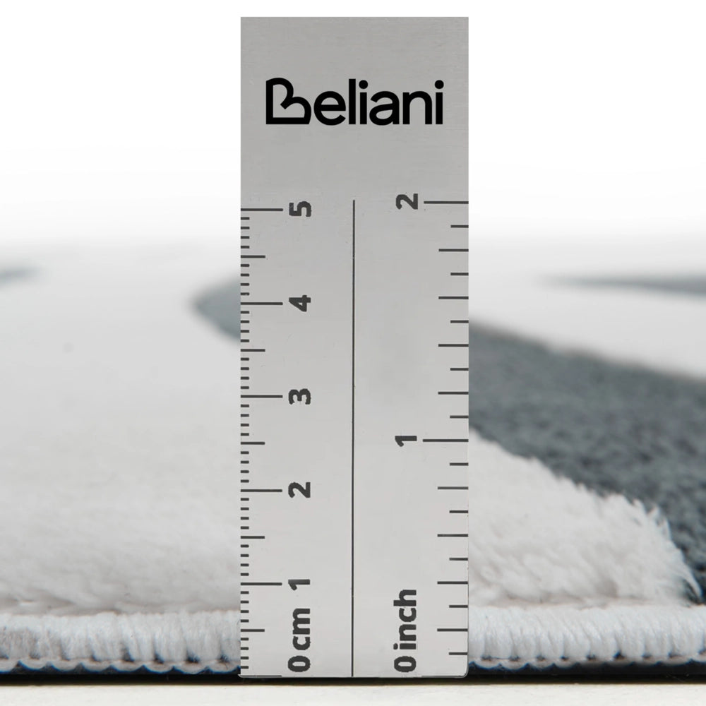 Tappeto da Soggiorno Moderno Rettangolare Jacquard 160 x 230 cm a Pelo Alto Grigio e Bianco con Retro in Poliestere