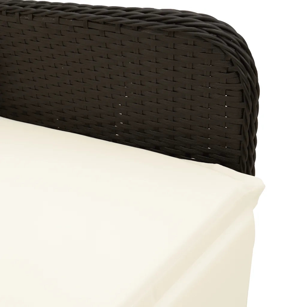 Set da BistrÃ² da Giardino 7 pz con Cuscini Nero in Polyrattan