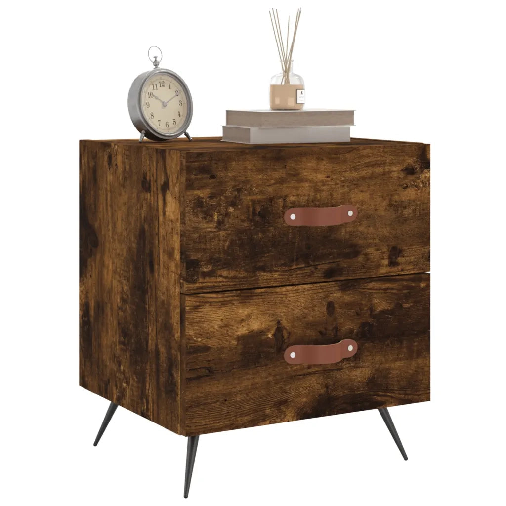 Comodino Rovere Fumo 40x35x47,5 cm in Legno Multistrato 827254