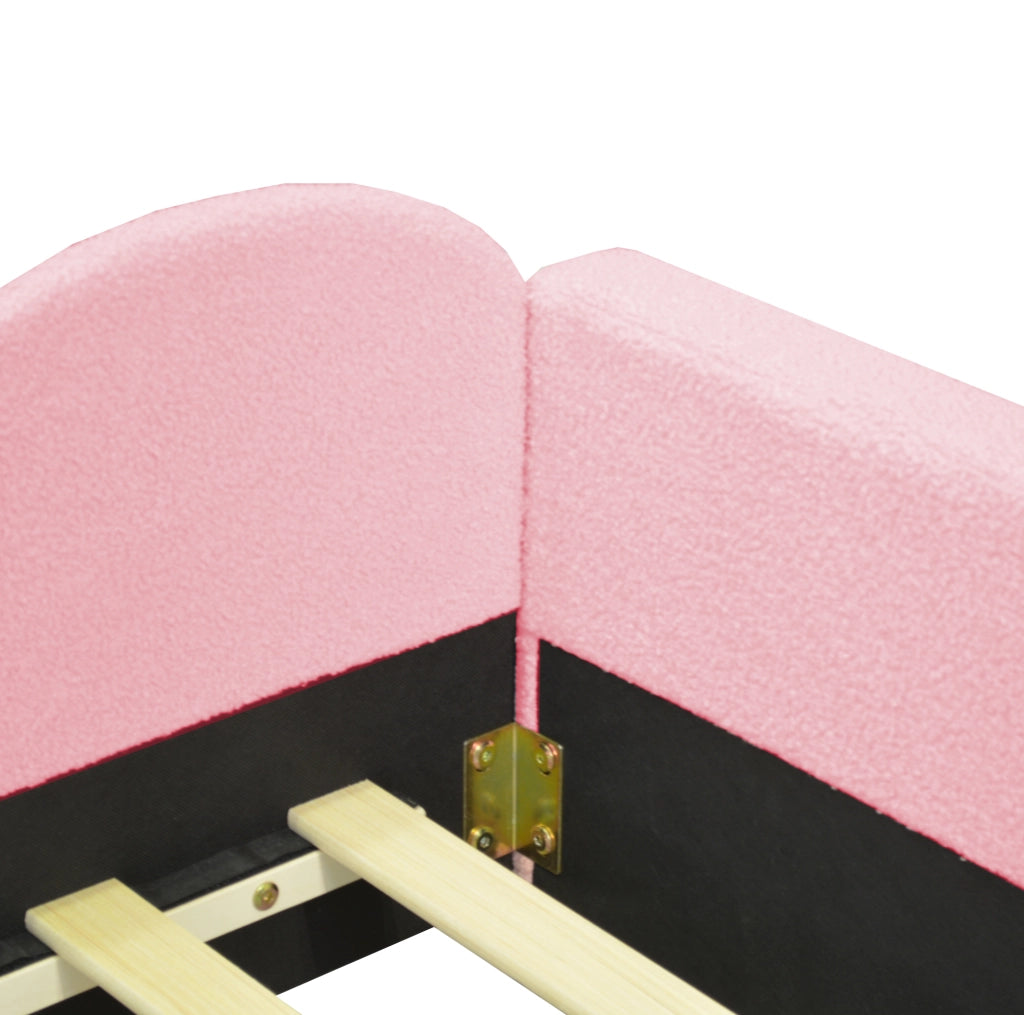 Letto per bambini 90x200 cm utilizzabile come divano letto con doghe, rosa