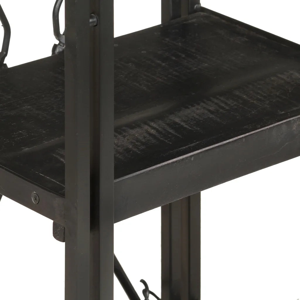 Libreria a 3 Ripiani 40x30x80cm Nero in Legno Massello di Mango 320625