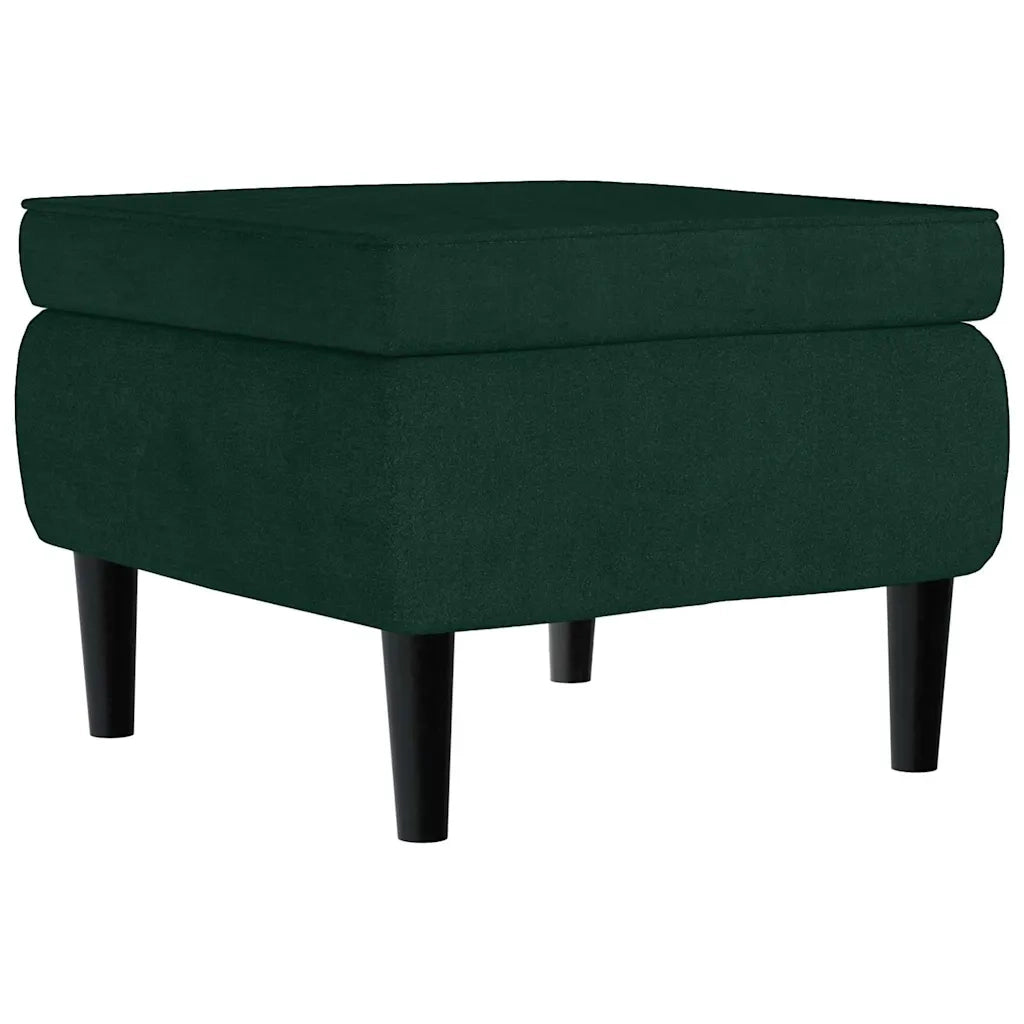 Divano Sedia-Poltrona Schienale ad Ala con Poggiapiedi Verde Scuro Velluto