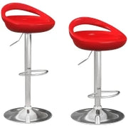 Set 2 Sgabelli da Bar Girevoli con Poggiapiedi, Altezza Regolabile Base in Acciaio Seduta in ABS, Rosso