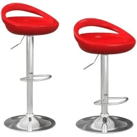 Set 2 Sgabelli da Bar Girevoli con Poggiapiedi, Altezza Regolabile Base in Acciaio Seduta in ABS, Rosso