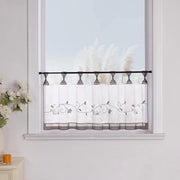 Vetrata con fiori ricamati a lusso - tenda da caffè - 1 pacchetto - grigio - 45x90 cm