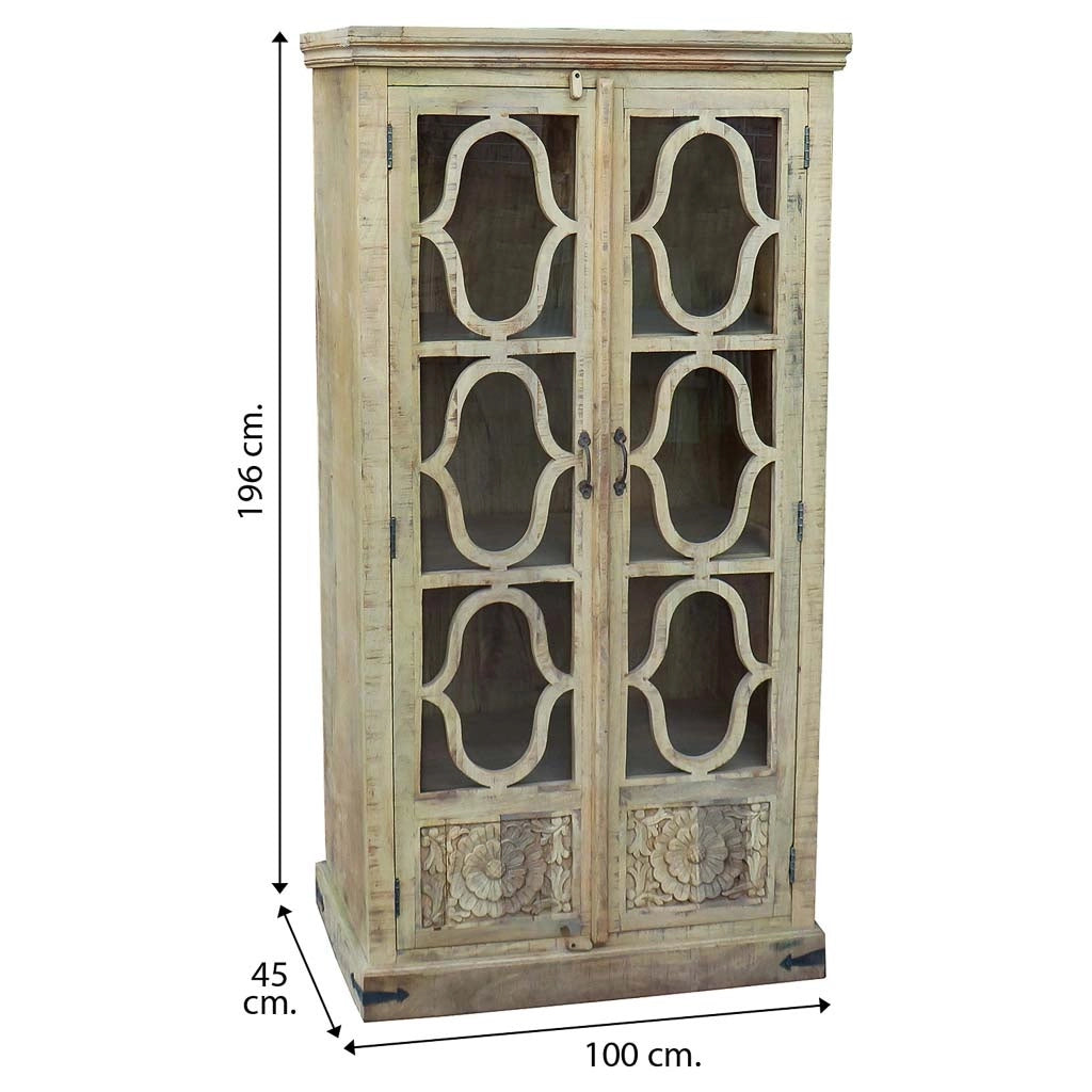 Vetrina in legno beige, 100x45x196 cm