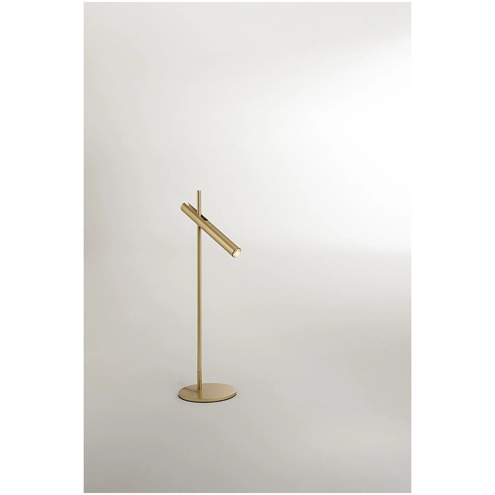 Sniper - Lampada da Tavolo in metallo, Colore oro, Testina orientabile, H.57 cm, 6W, Dimmerabile, 3000K, 480Lm - Perenz