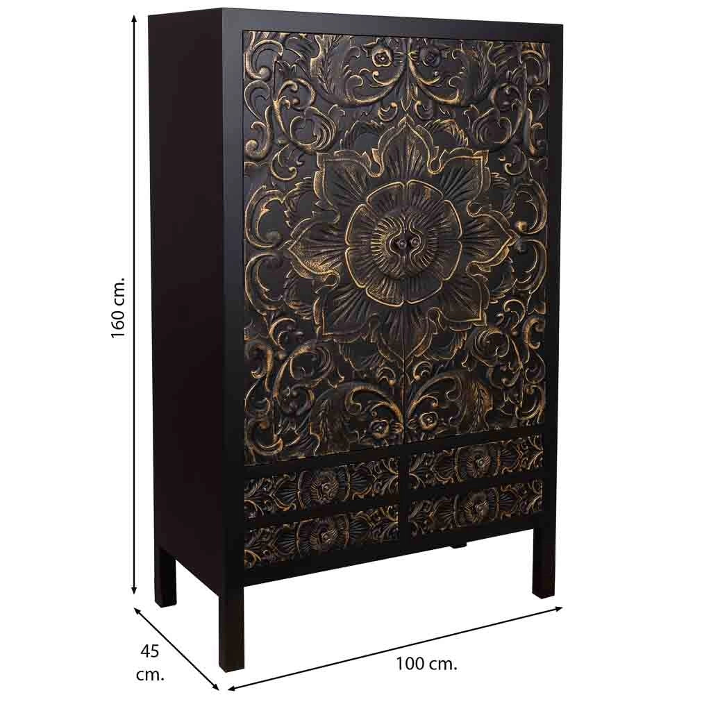 Armadio in legno con 4 cassetti e 2 porte 100x45x160
