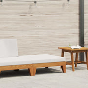 Sedia da giardino-Poggiapiedi con Cuscino Bianco Crema in Massello d'Acacia 398956