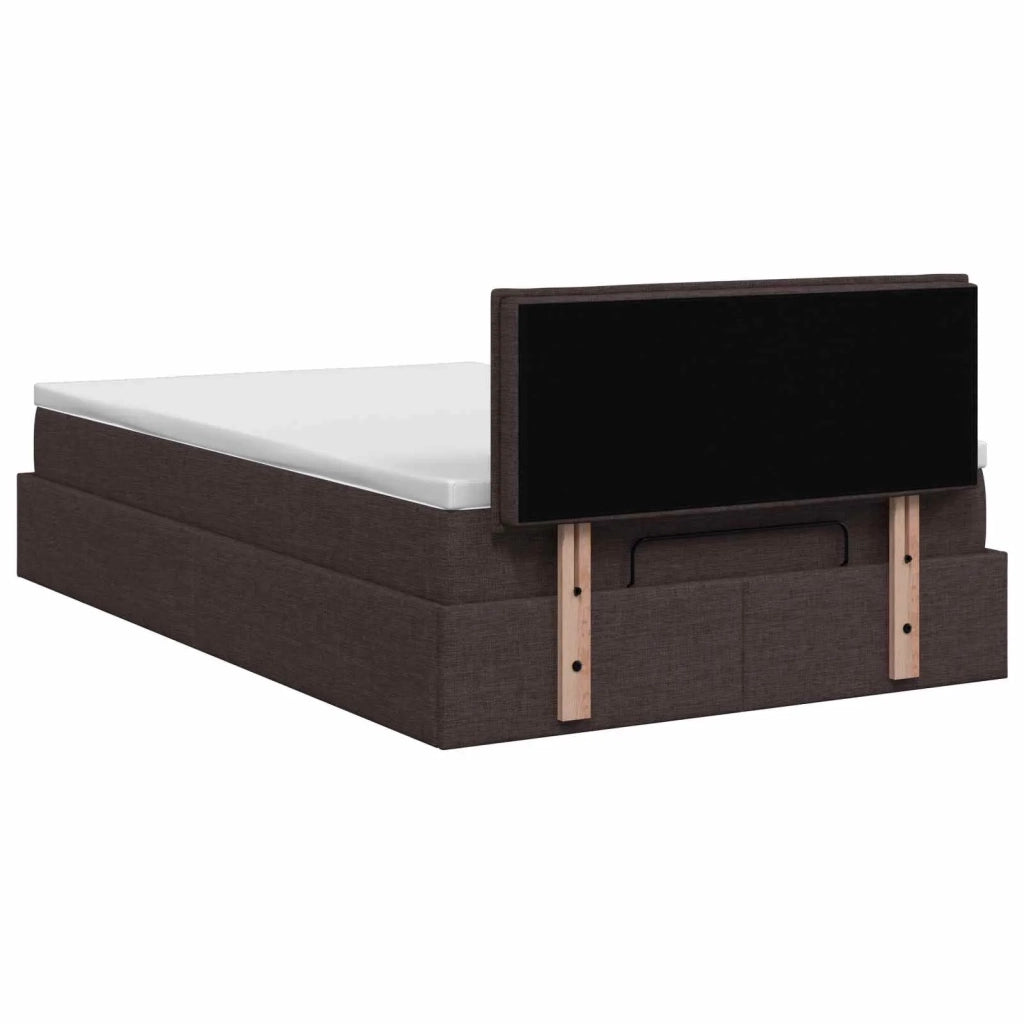 Letto Ottomano con Materasso e LED Marrone Scuro 120 x 190 cm 3458141