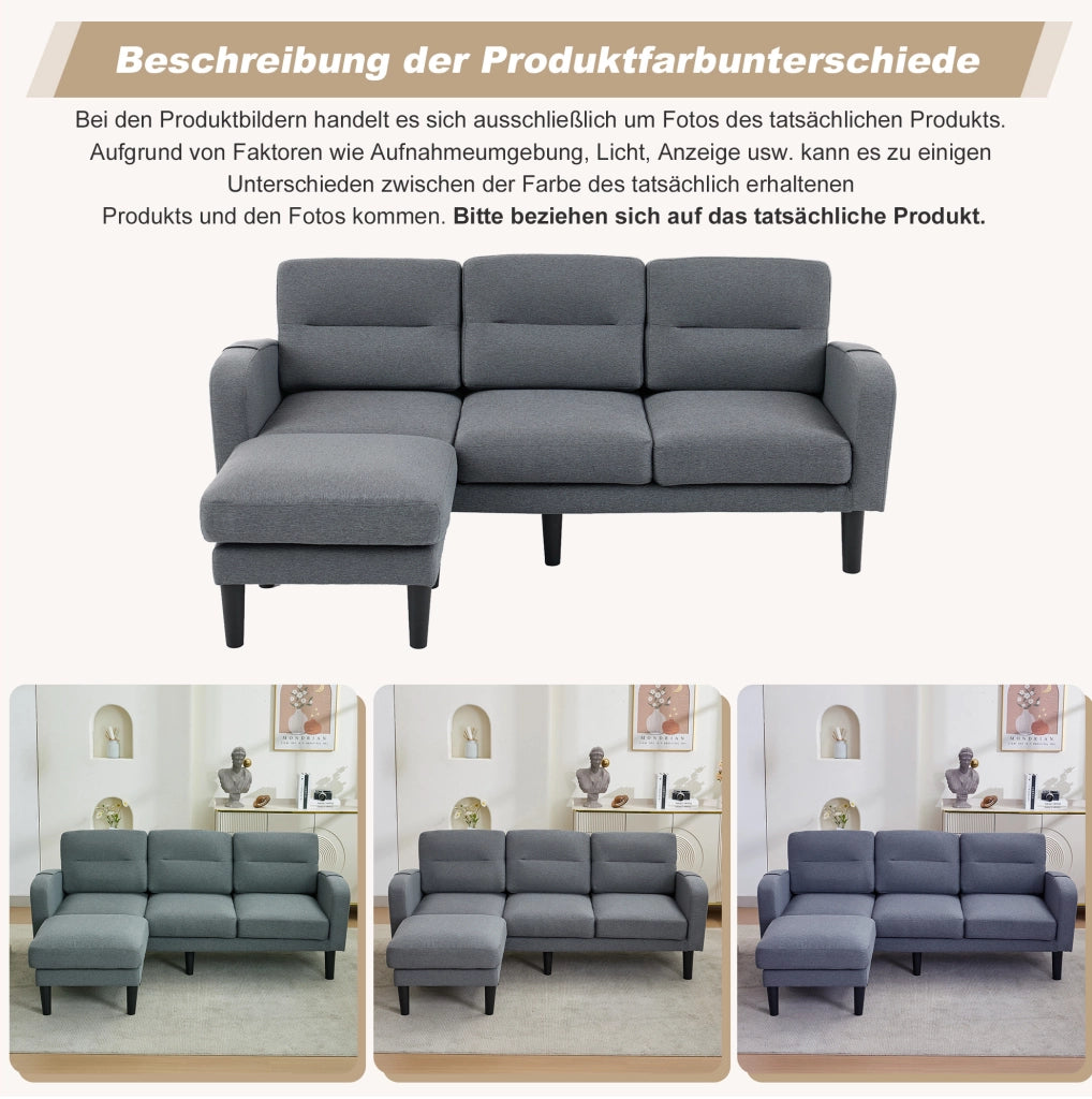Divano angolare modulare L con chaise longue e tasche laterali
