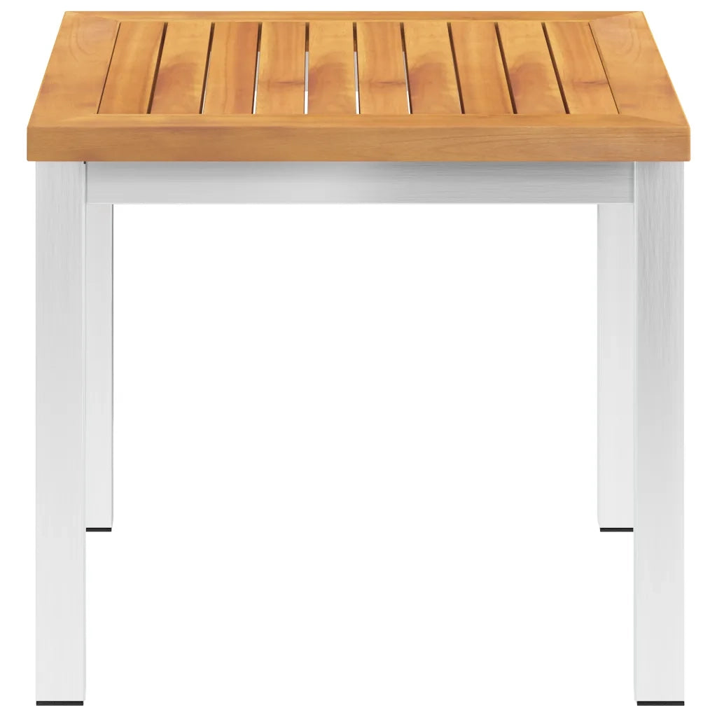 Tavolino da Giardino 45x45x38cm in Legno Acacia e Acciaio Inox cod mxl 54891