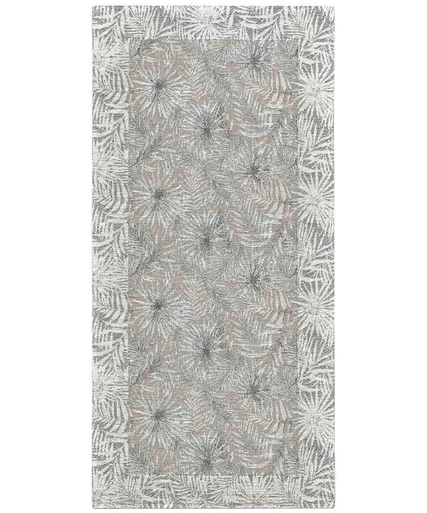 Tappeto passatoia moderno MALESIA SABBIA disegno giungla tropicale natura foglie felci, arredo cucina corridoio multiuso lavabile antiscivolo cm.55x140