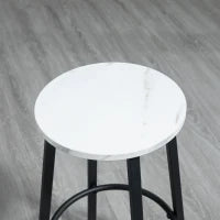Set 3 Pezzi con Tavolo Rettangolare e 2 Sgabelli da Bar in Truciolato, MDF e Acciaio, Bianco e Nero