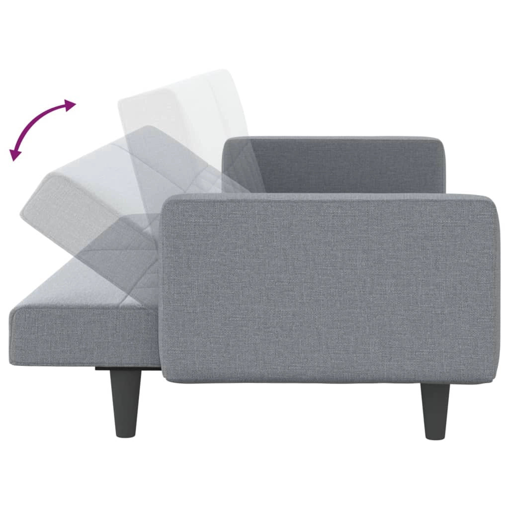 Divano letto con cuscini 220 x 89 x 70 cm tessuto grigio chiaro 02_0019830