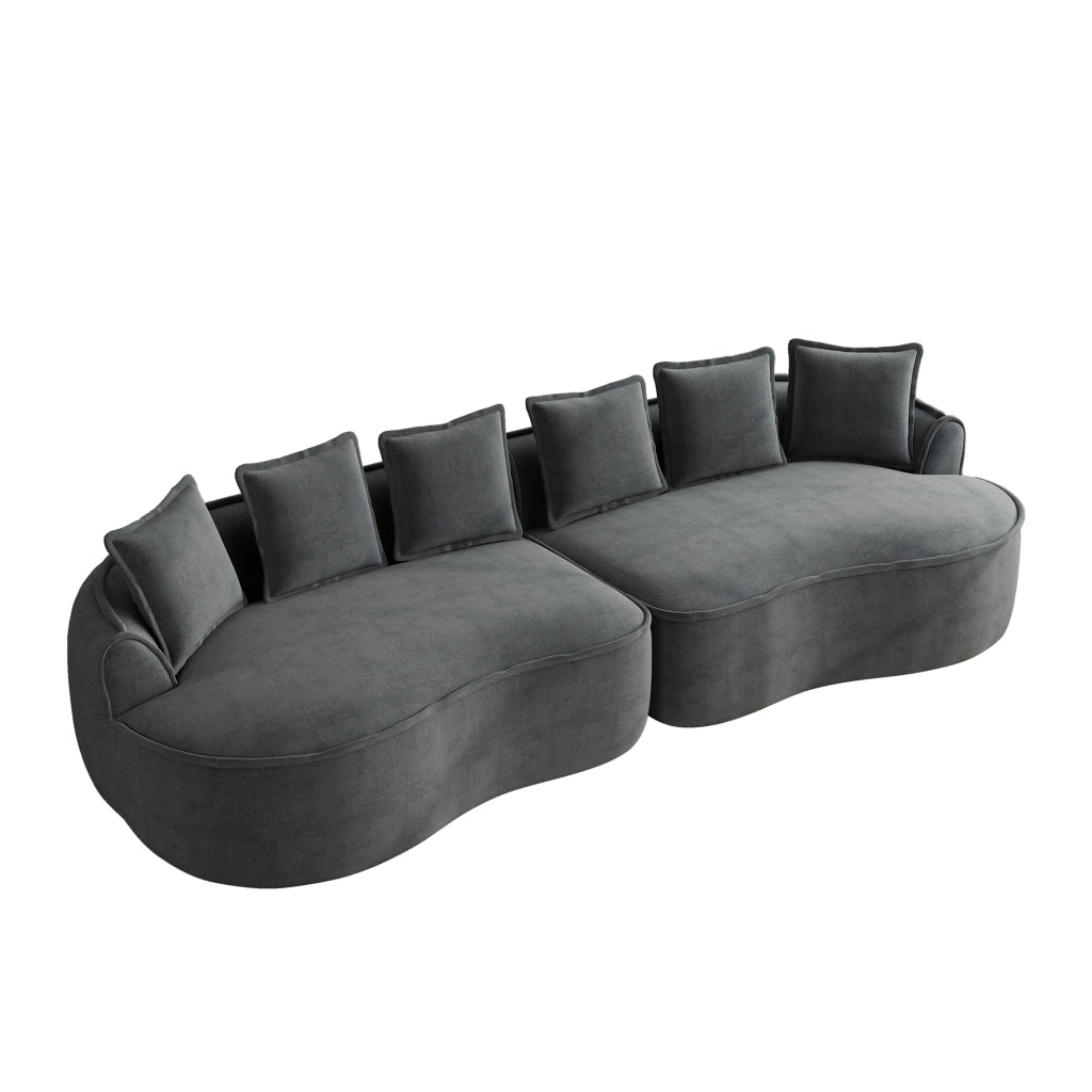 Divano 4 Posti in Tessuto Chenille con Cuscini ¨C MINIMAL ¨C Grigio