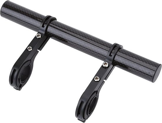 Estensione Manubrio 20cm Doppio Estensore Multifunzione Supporto in Alluminio per Odometro GPS Lampada Telefono (Nero)