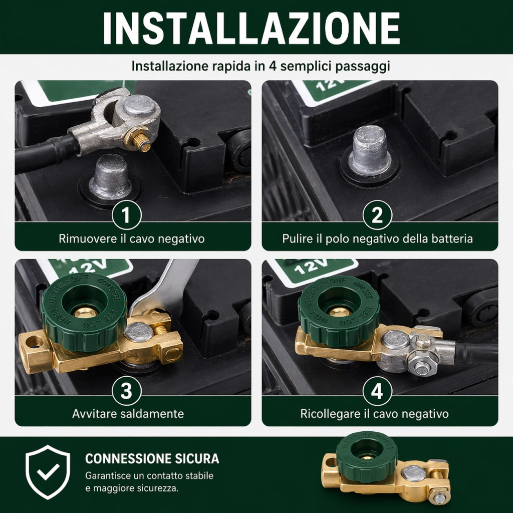 Staccabatteria Auto 12V 24V Interruttore Batteria Universale Polo Negativo | BTL61810