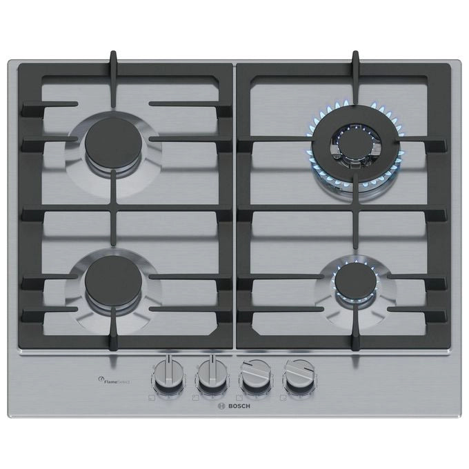Bosch Serie 6 PCH6A5I90 , Piano cottura a gas, 60 cm, Acciaio inox