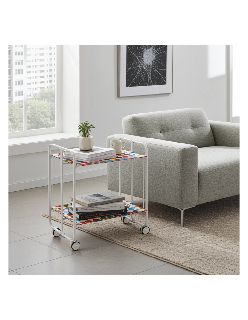 Carrello da cucina pieghevole bianco con ruote BAUHAUS 2 ripiani