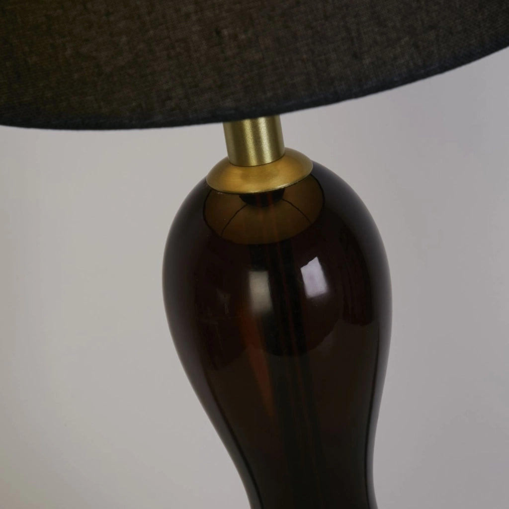 Lampada da tavolo Marakesh 1Lt in ottone satinato, metallo, vetro sfumato nero
