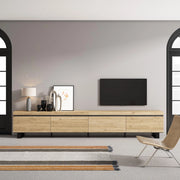 Mobile TV Soggiorno, 320x35x57cm, TV di grande formato, Design industriale, colore Rovere RF3629