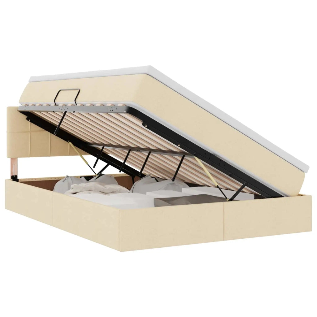 Letto con contenitore e materasso Crema 140 x 190 cm 3370510