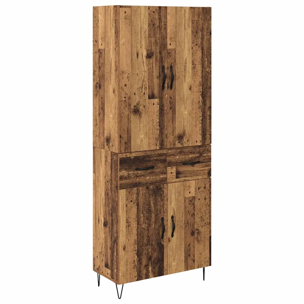Credenza 2 pz-Set di 2 Buffet-Armadio da cucina Legno vecchio Legno ingegnerizzato e vetro 962186