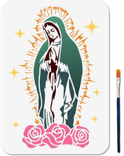 Scheda di verniciatura A4 - Rinnovabile - Plastica - Scheda stencil con disegno Madonna - Attività di fai da te - 29,7 x 21 cm - Stencil