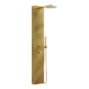 COLONNA PANNELLO DOCCIA IN ACCIAIO INOX ORO EFFETTO SATINATO CON DOCCETTA,FLESSIBILE E GETTI ORIZZON - ORO EFFETTO SATINATO  - AER