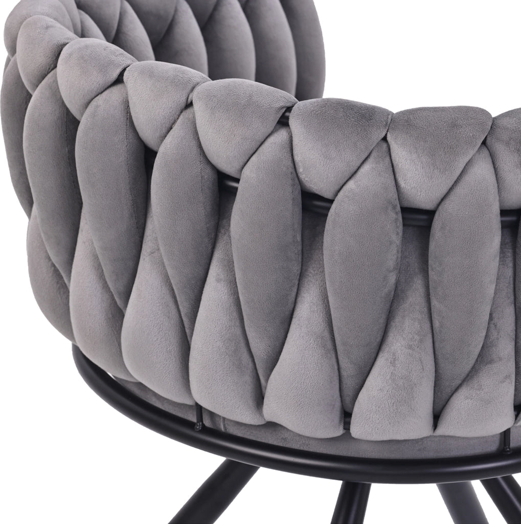 Set 2 sedie da pranzo girevoli 360° in velluto grigio