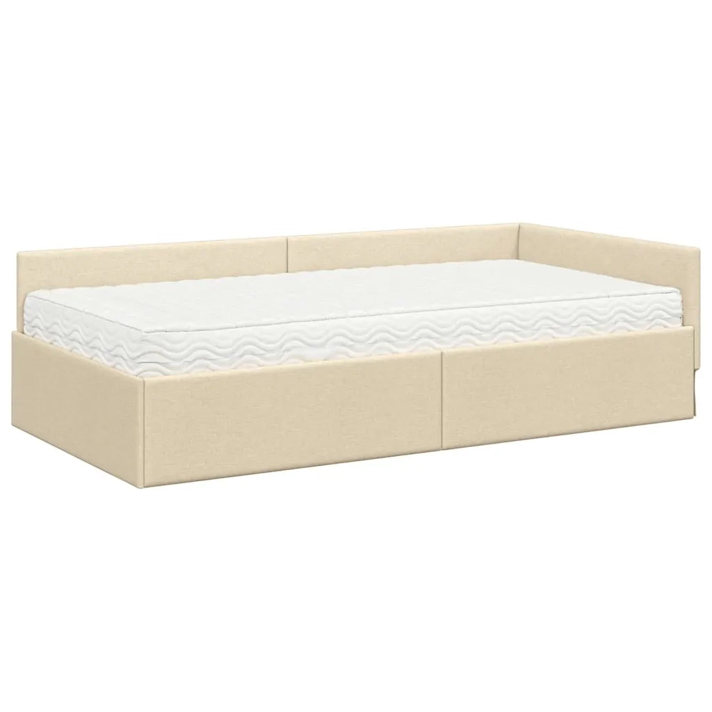 Struttura Letto Angolare con Materasso 2 pcs Crema Tessuto 3393611