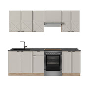 Cucina componibile Fame-Line GrigioBeige/Rovere dorato 240 cm, PL Antracite Vicco