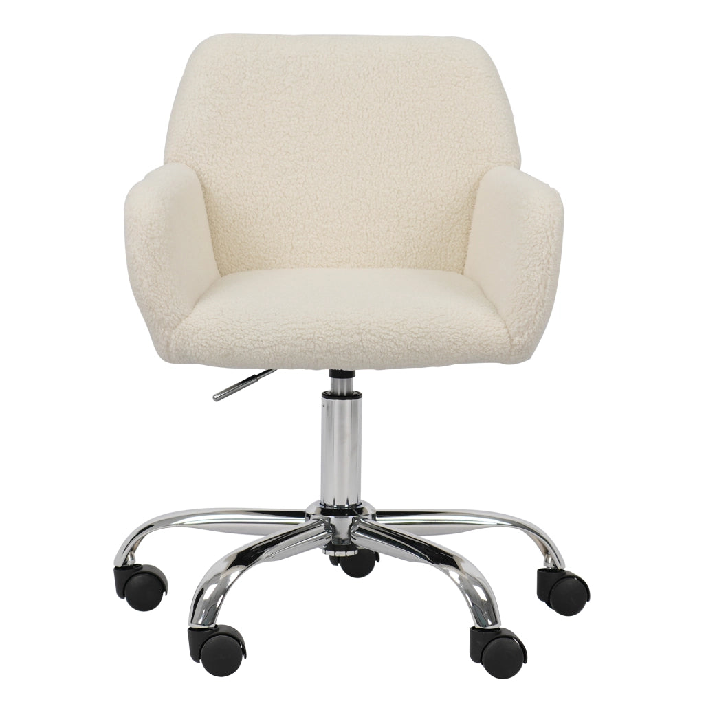 SEDIA Ufficio girevole regolabile 53x53x55 cm bianca in pelliccia sintetica