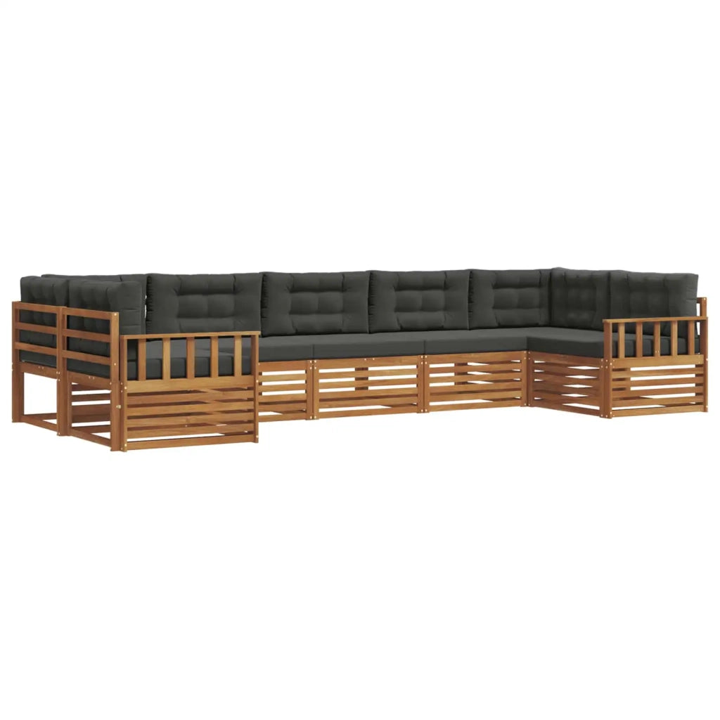 Set di divani da esterno con cuscino 7 pcs Naturale e Antracite 3374052
