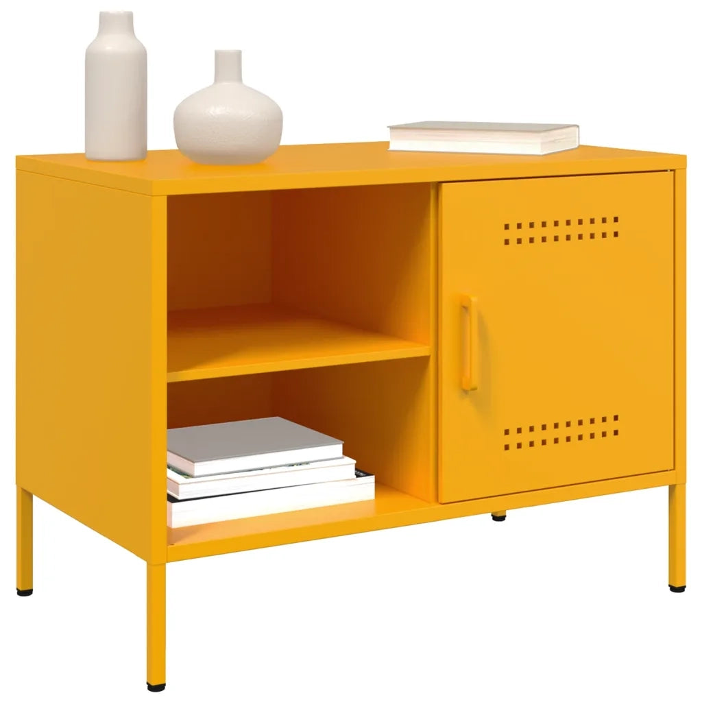 Mobili TV 2 pz Giallo Senape 68x39x50,5 cm in Acciaio 843001