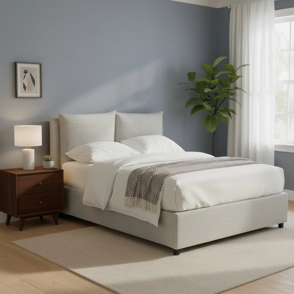 Liskeard, Letto Matrimoniale Sfoderabile Made in Italy, Grigio Chiaro