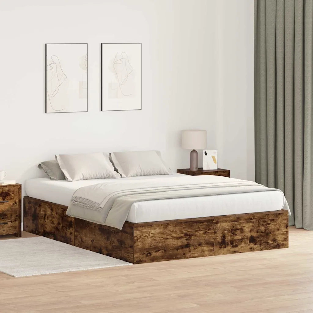 Struttura letto con contenitore Rovere fumé 150 x 200 cm 3335385